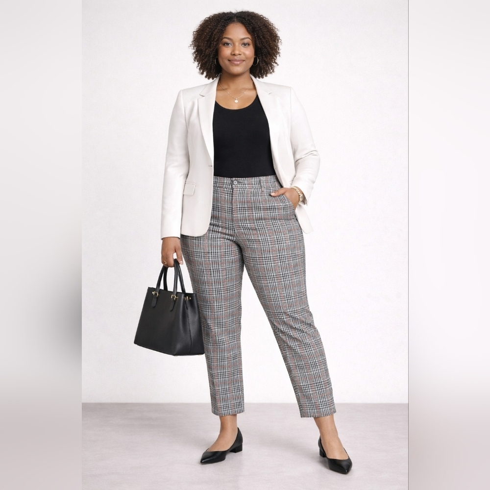 Ava & Viv High Rise Plaid Ankle Pants 26W NWT Plus Size Stretch Work Trousers